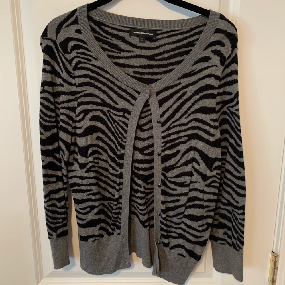 Express Zebra Print Cardigan